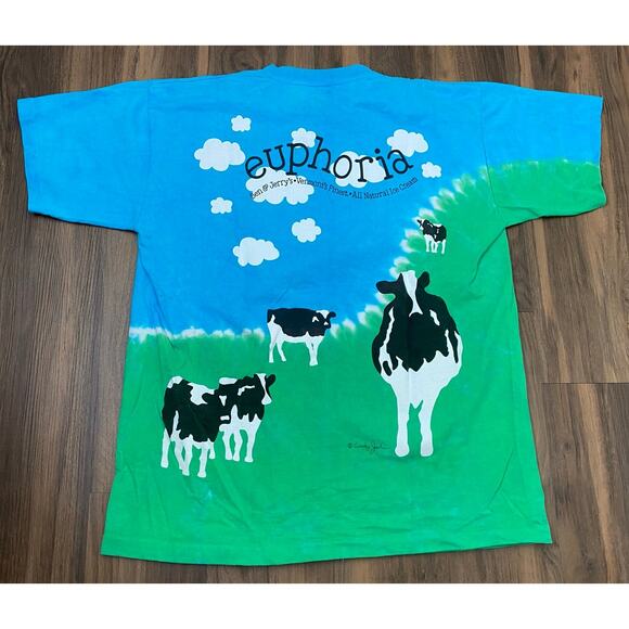 VTG 90s Liquid Blue Ben & Jerry's Euphoria Woody Jackson all-over print tee L - Picture 3 of 6